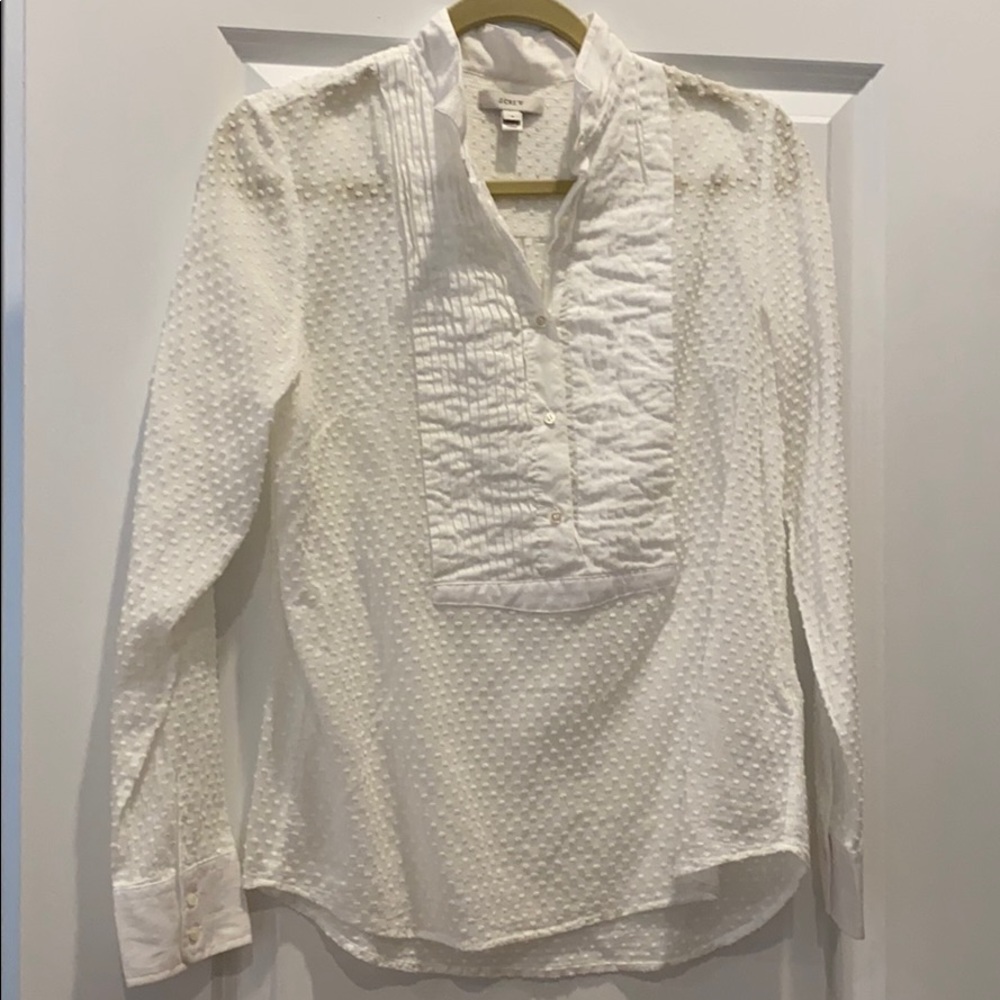 Like new JCrew tuxedo shirt with dotted Swiss sz 4